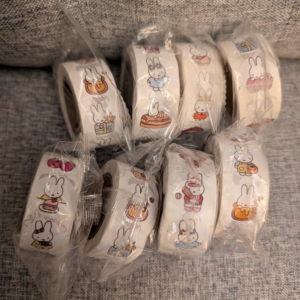 Bundle Of Miffy Character Sticker Rolls, 8 Rolls, 500 Stickers Each